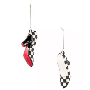 Mackenzie-Childs Courtly High Heels Glass Ornaments, Set of 2. New in Box!